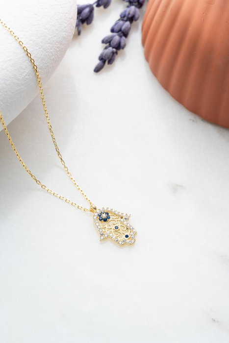 Heliophilia Silver Collar de Plata de Ley 925 con Baño de Oro y Circón
